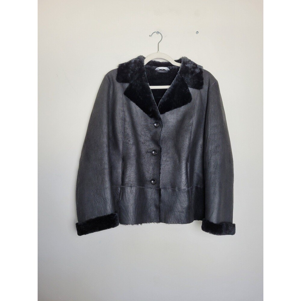 Autunno Collezione Sheepskin Leather Coat Sherpa Lined Made in Turkey Medium